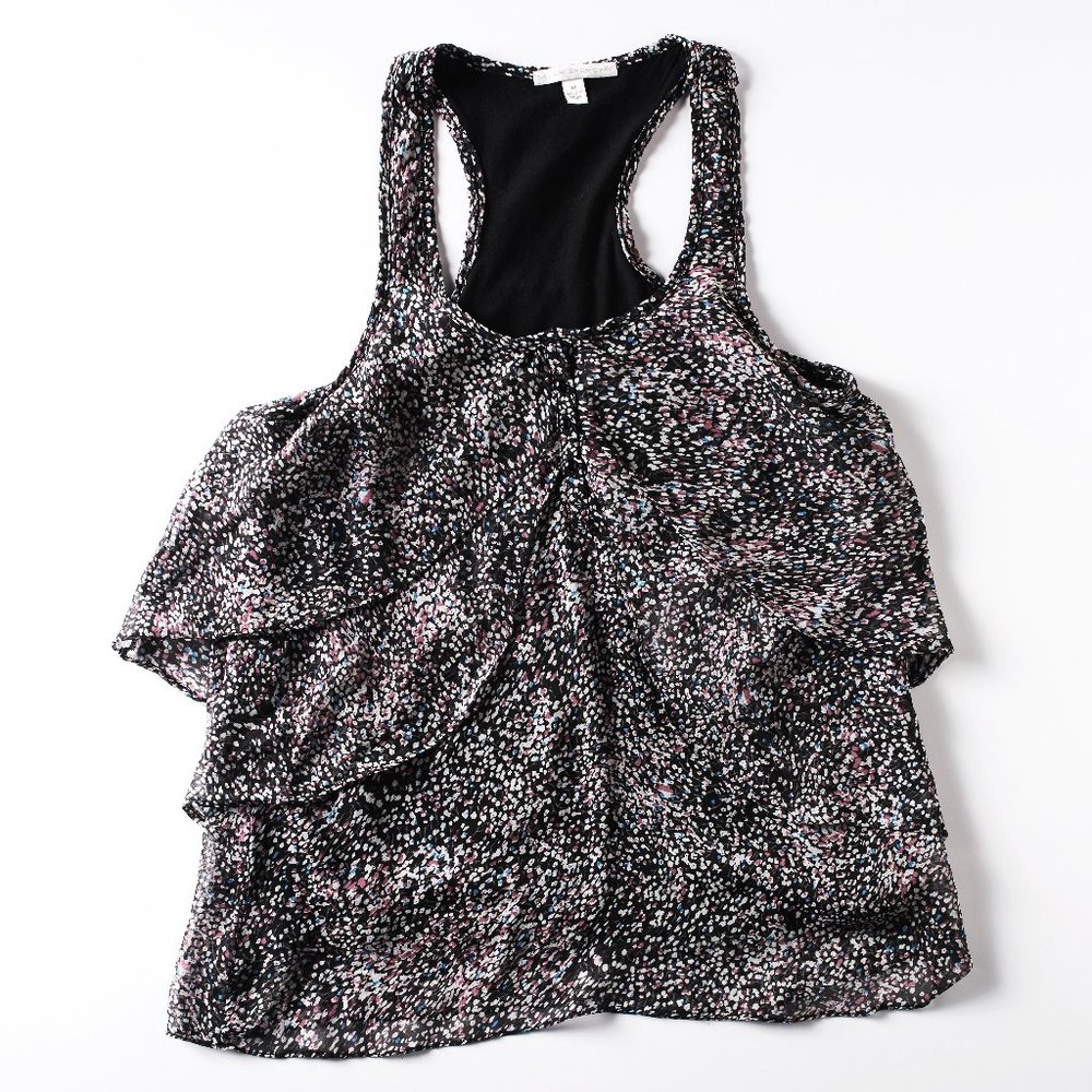 Multi Colored Dressy Tank with Black Under Liner